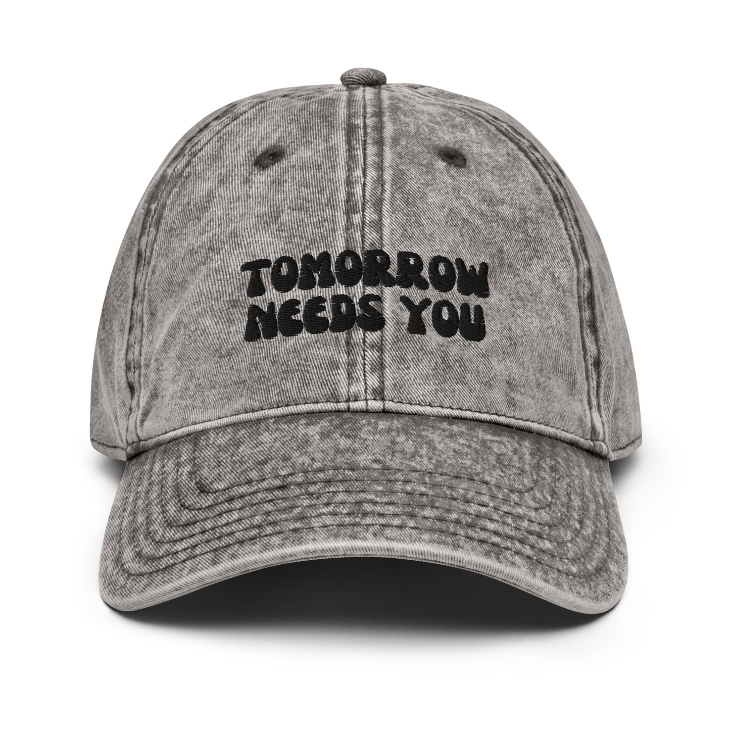 tomorrow needs you charcoal gray hat