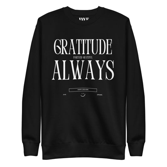 gratitude always forever grateful crewneck sweatshirt black