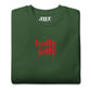 holly jolly embroidered crewneck sweatshirt  forest green
