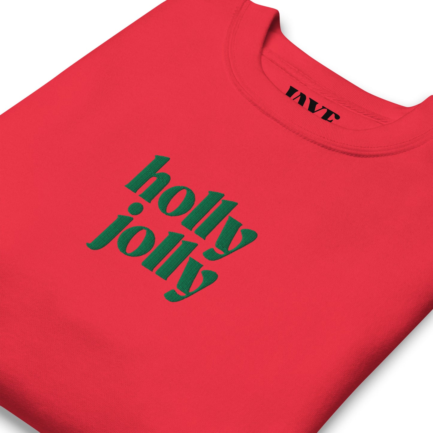 holly jolly embroidered hoodie red