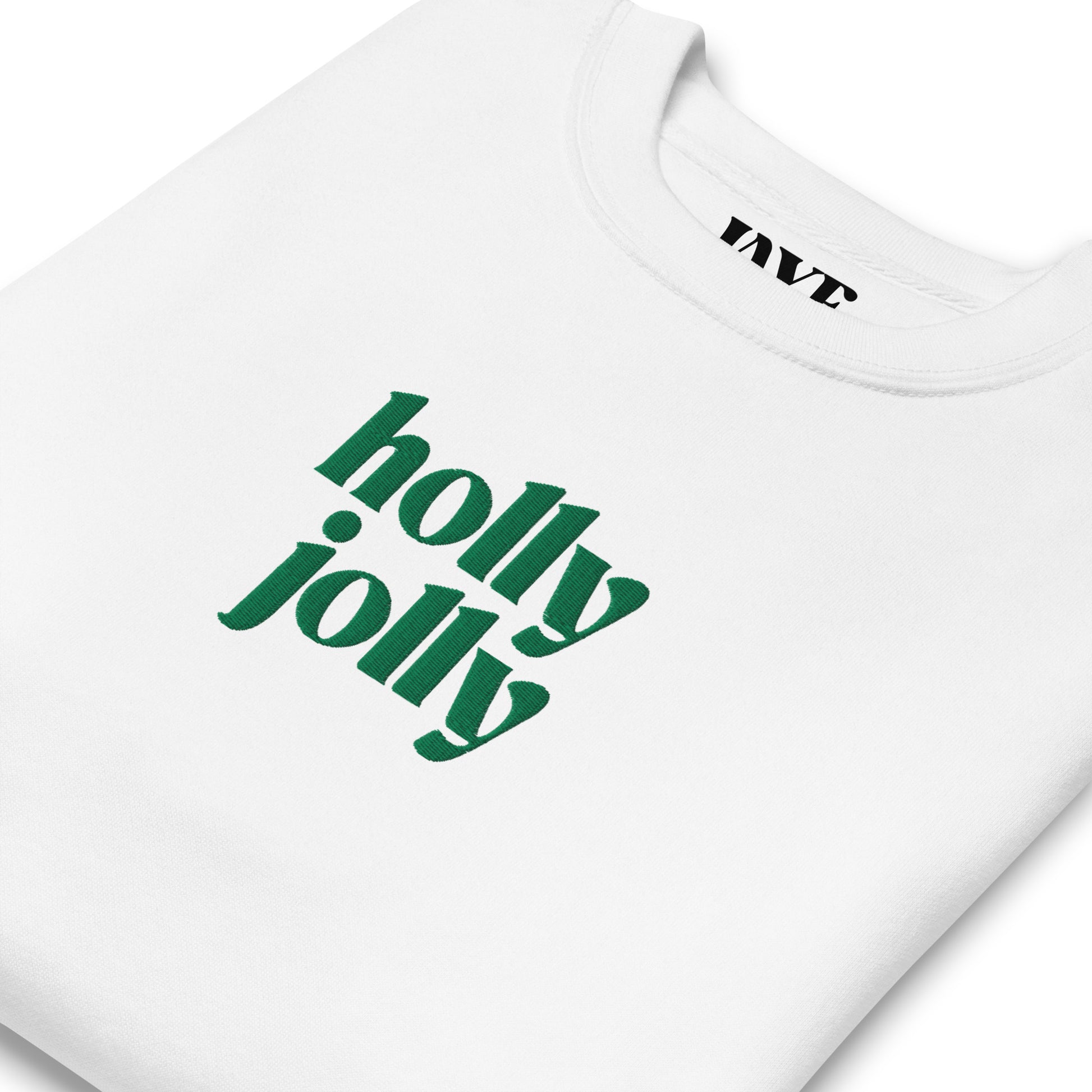 holly jolly embroidered crewneck sweatshirt white