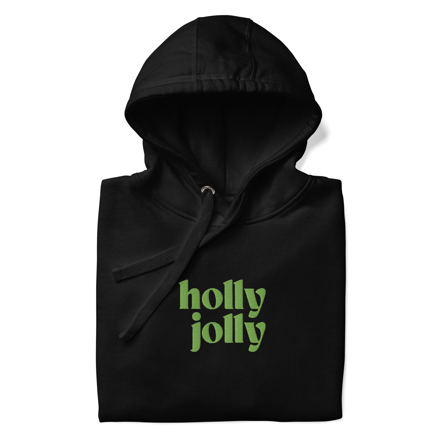 holly jolly embroidered hoodie black