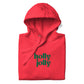holly jolly embroidered hoodie red