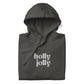 holly jolly embroidered hoodie vintage black grey