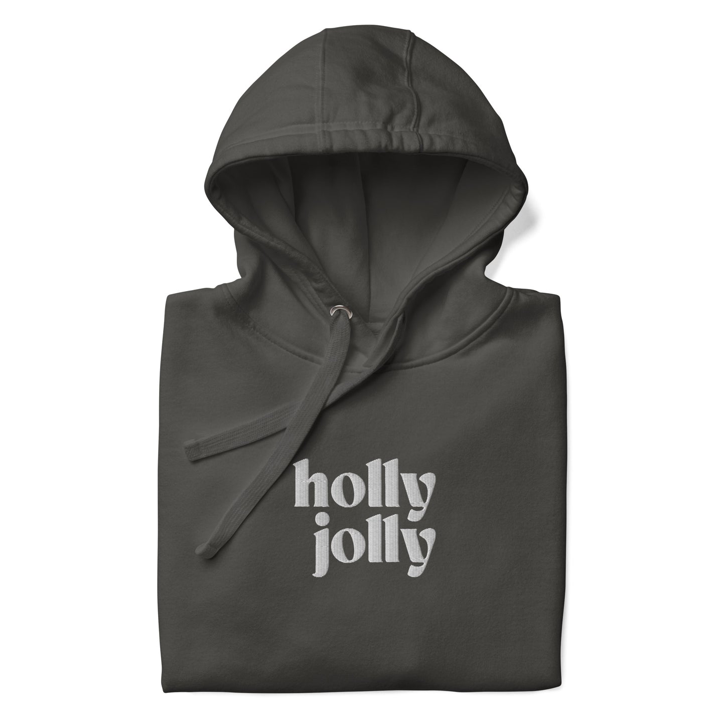 holly jolly embroidered hoodie vintage black grey
