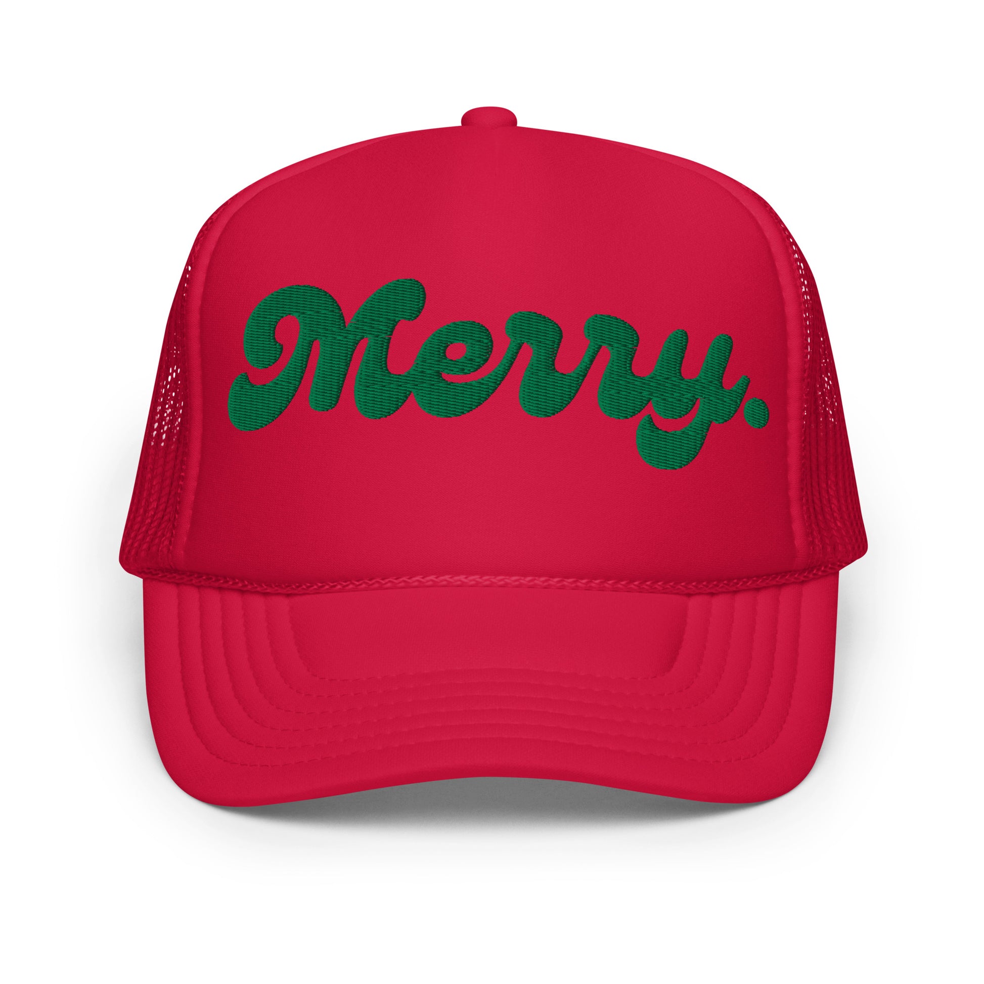 merry trucker hat red