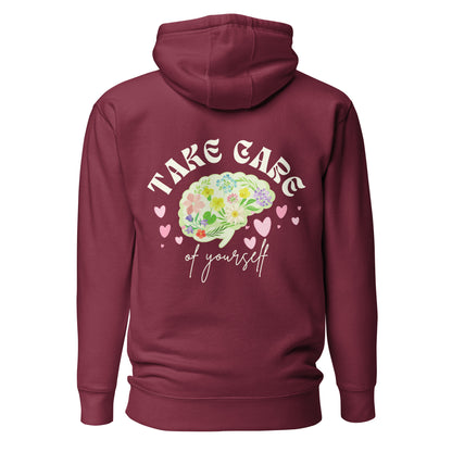 take care of yourself hoodie maroon