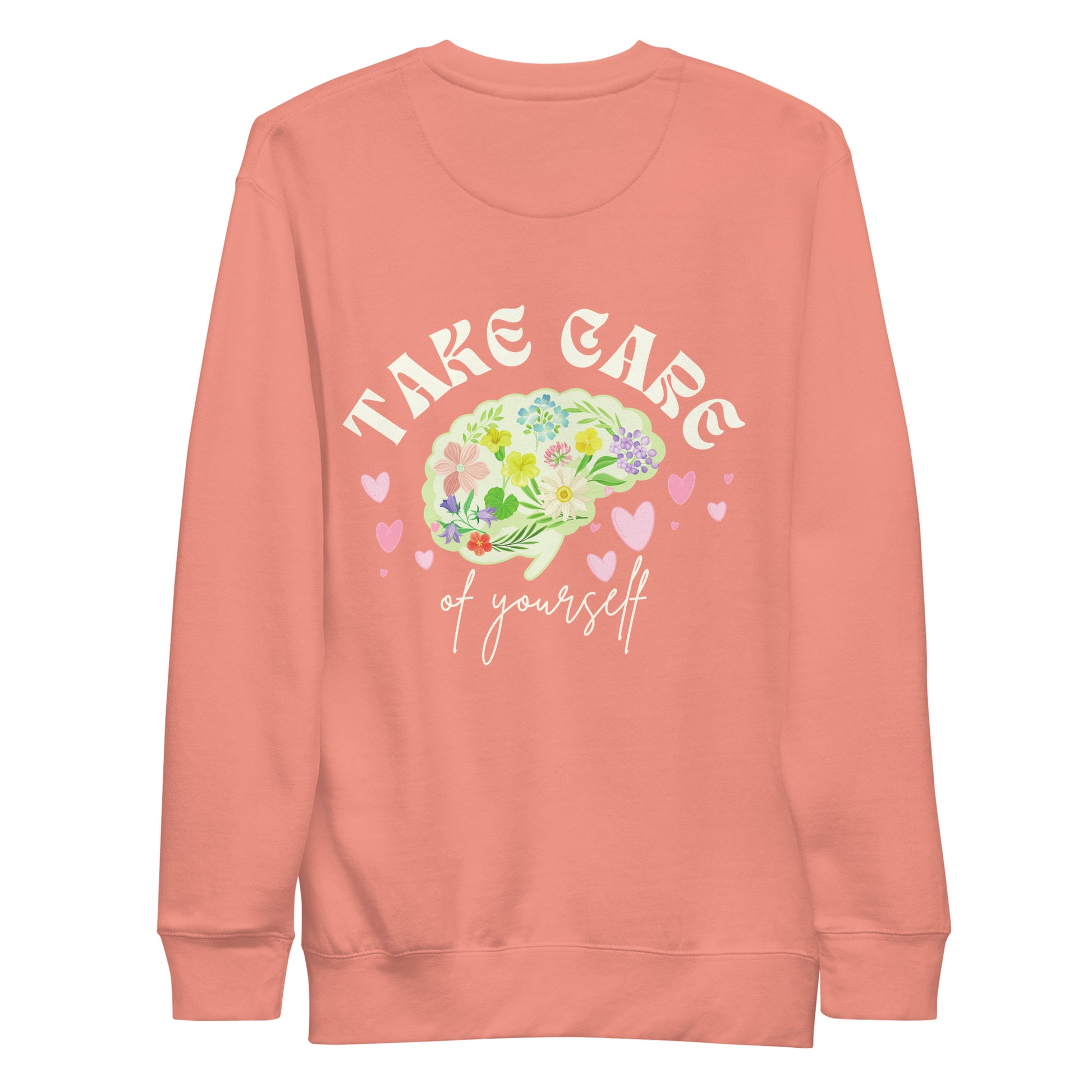 take care of yourself crewneck sweatshirt dusty rose pink