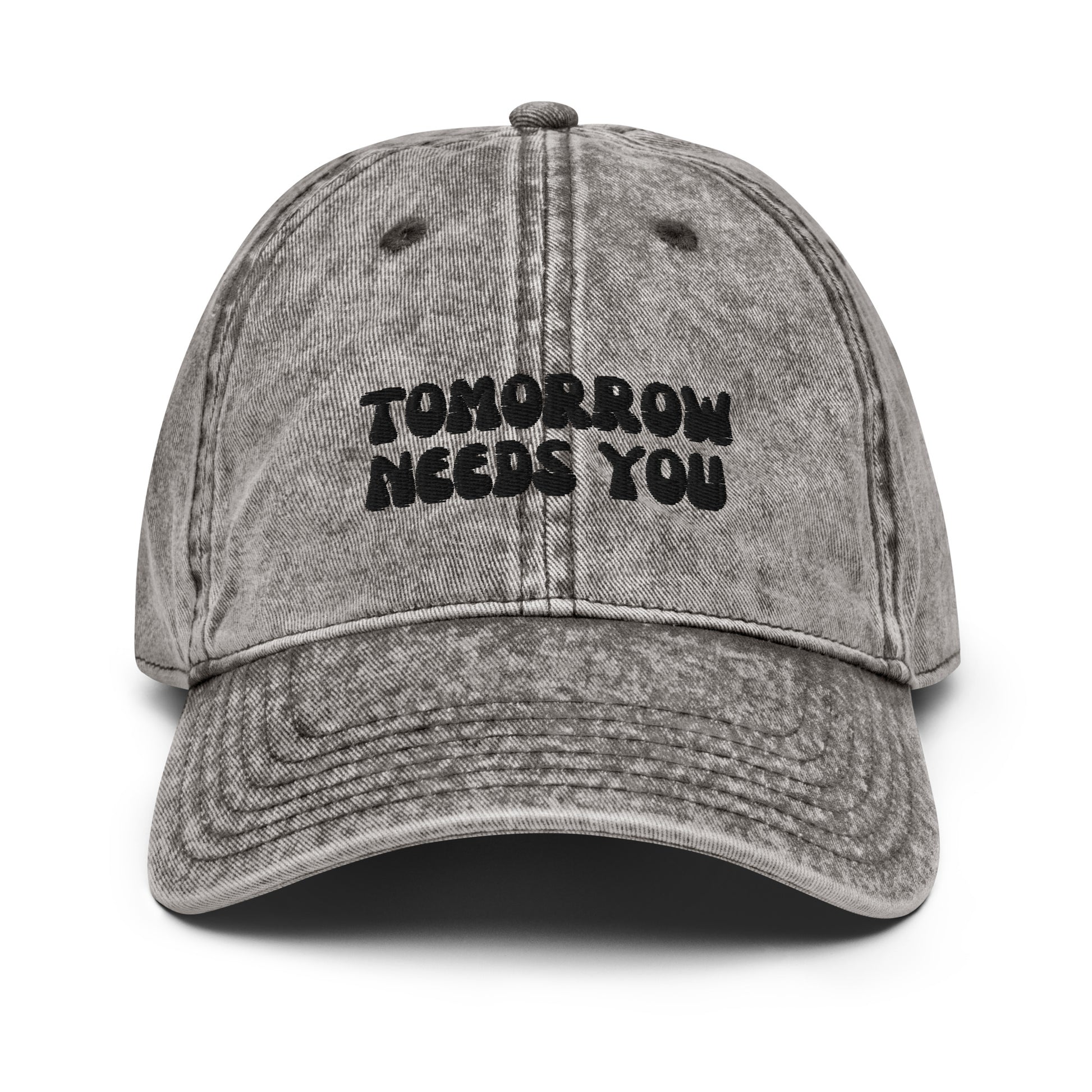 tomorrow needs you charcoal gray hat