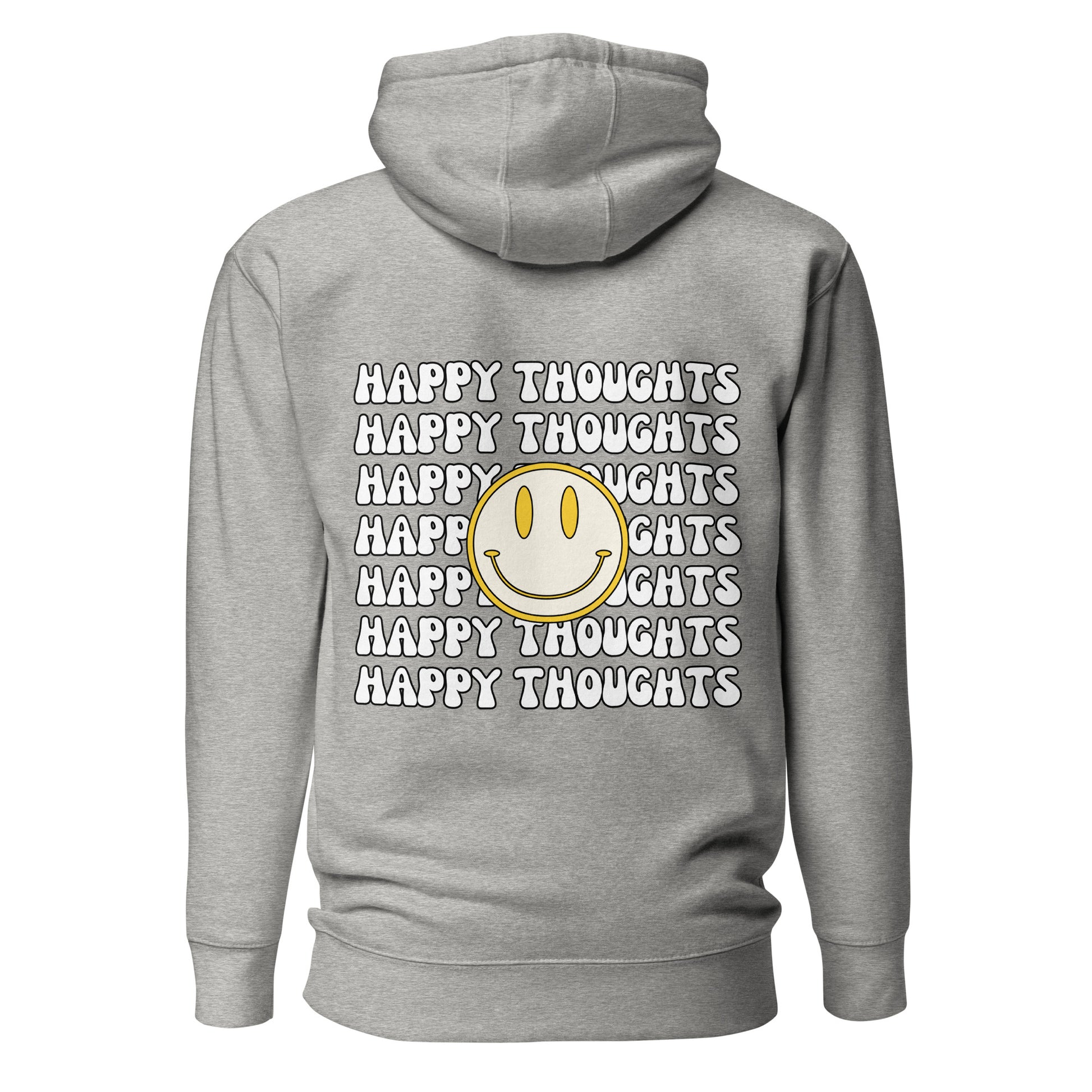 happy thoughts carbon grey hooded sweatshirt