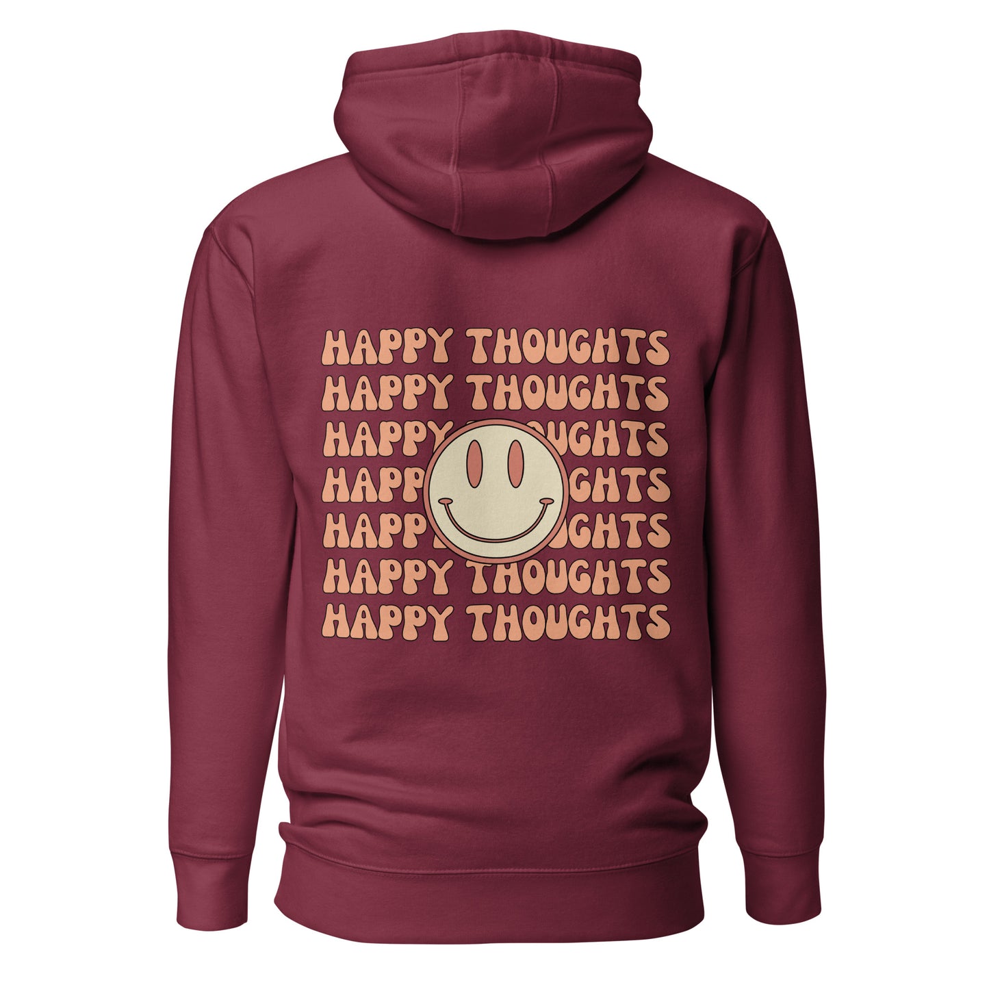 happy thoughts maroon hooded sweatshirt