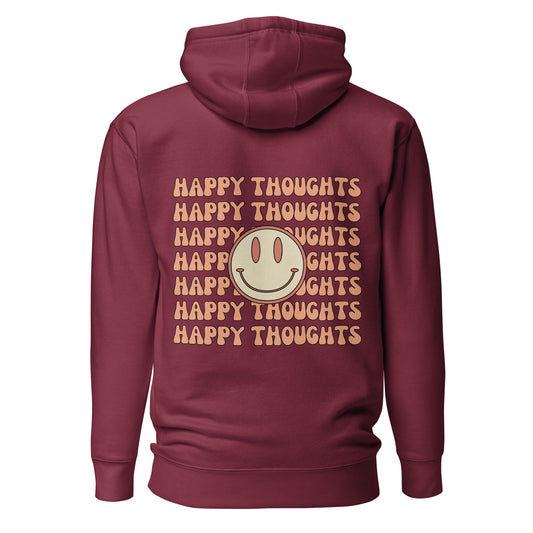 happy thoughts maroon hooded sweatshirt