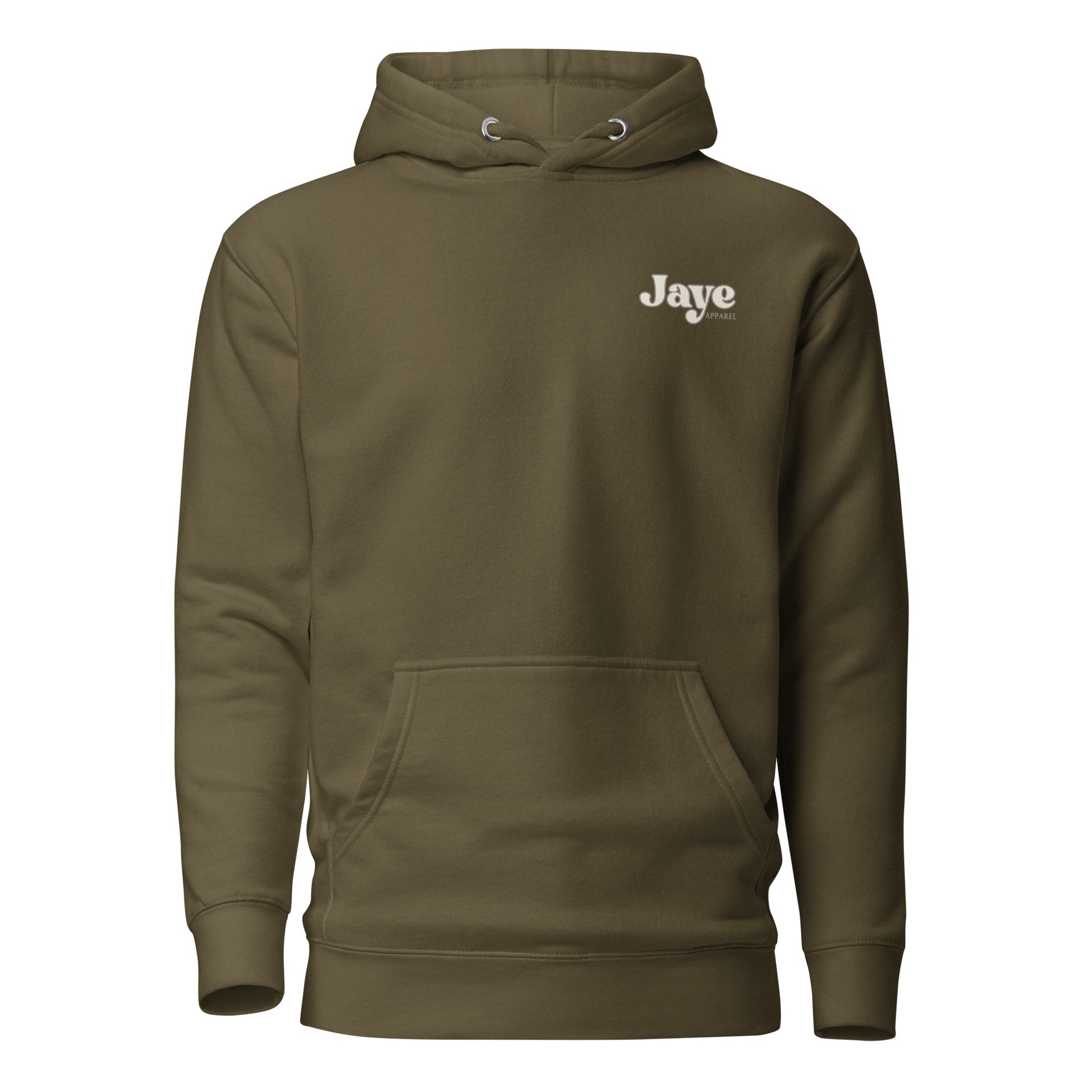 happy thoughts military green hooded sweatshirt