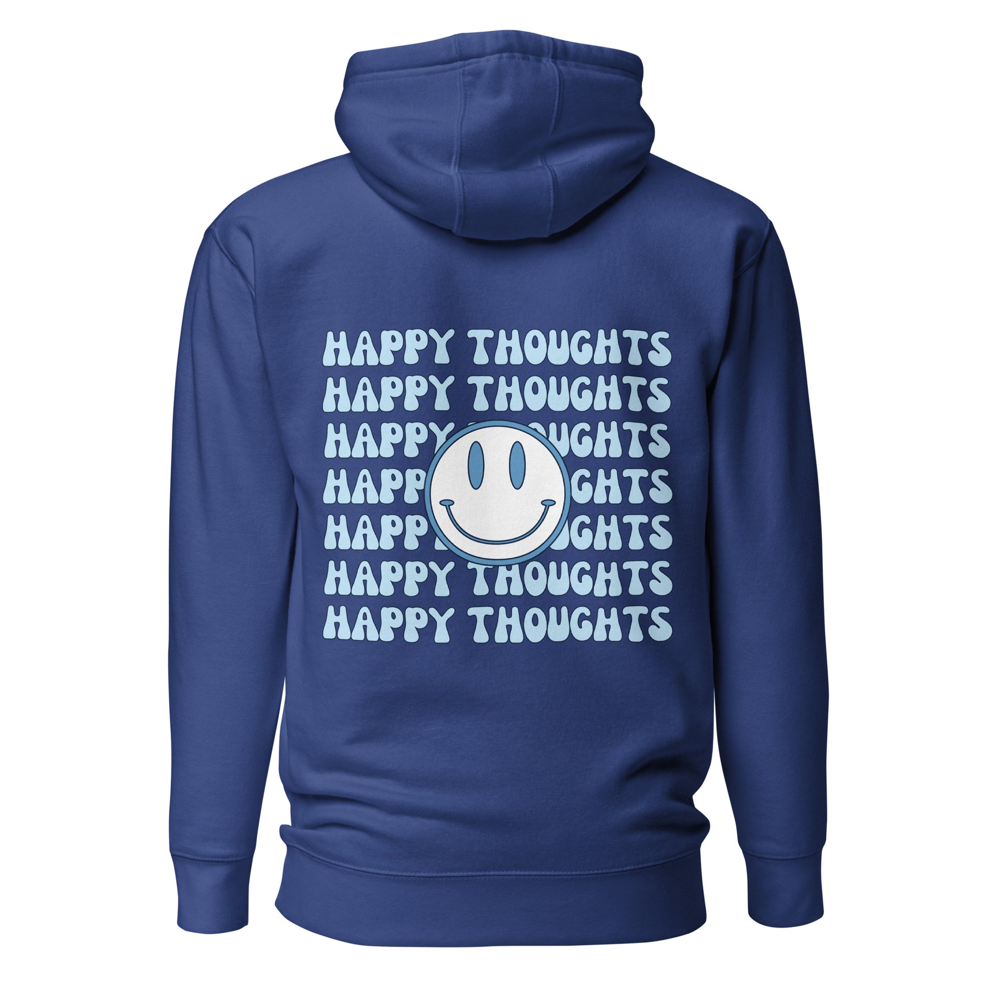 happy thoughts royal hooded sweatshirt