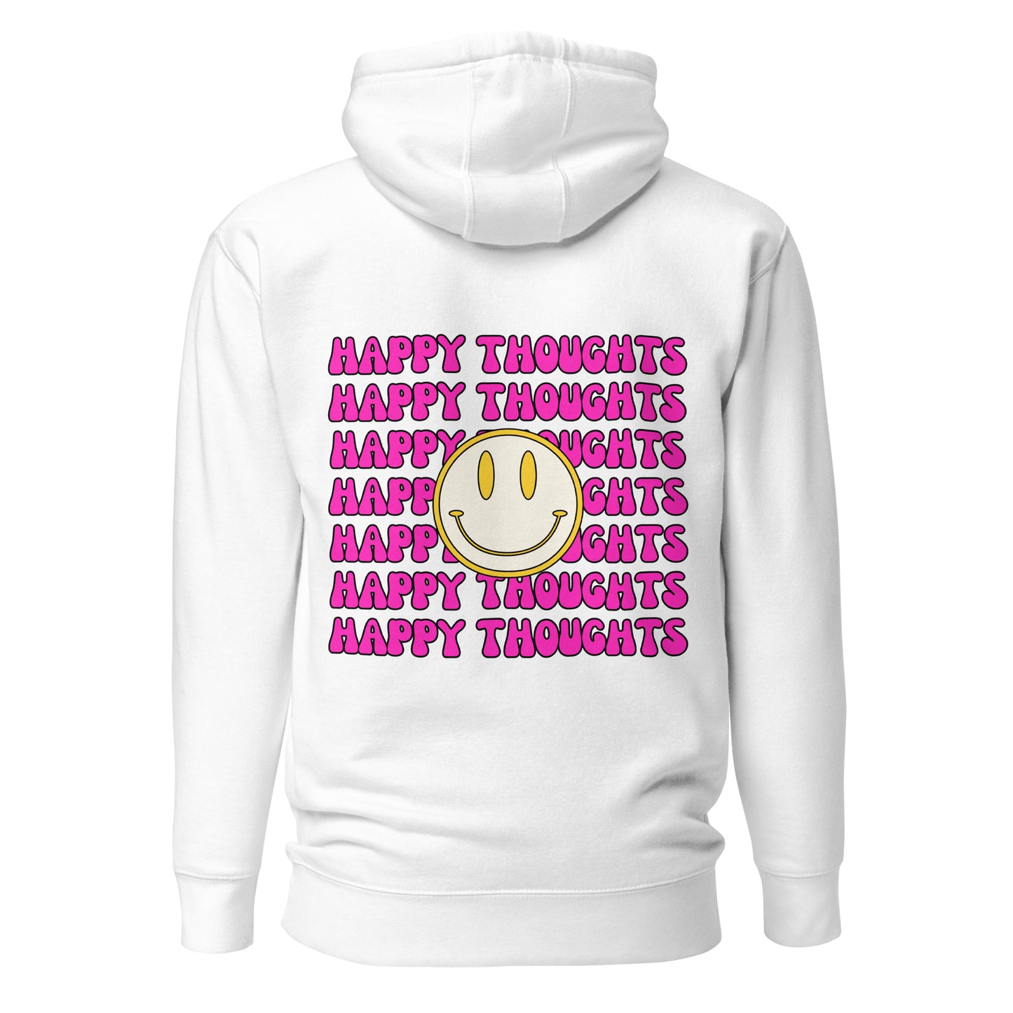 happy thoughts white hooded sweatshirt